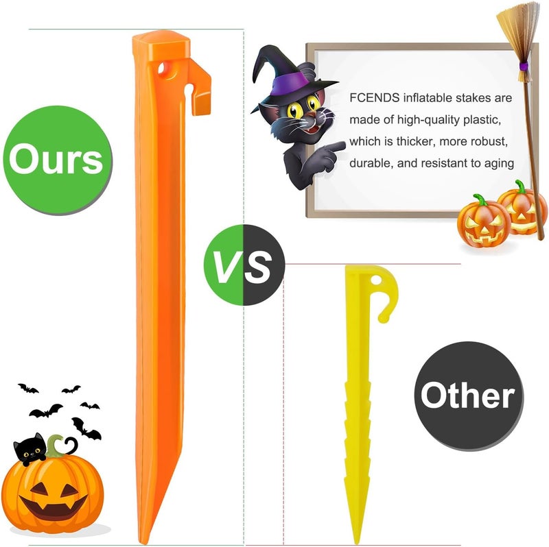 FCENDS Plastic Inflatable Stakes Set for Halloween Christmas Holiday Inflatables Garden Decorations, Include 12PCS Inflatable Stakes, 12Pcs of Hooks, and 65.5 FT Rope - Image 3